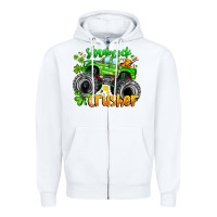 White Shamrock Crusher Zipper Hoodie - CowhideDigitalArt