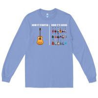 Colony Blue Guitars How it Started How It's Going Guitar Players Funny Long Sleeve Tee - minhPixels