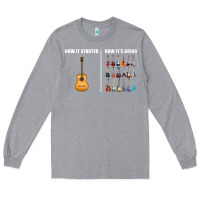 Heather Grey Guitars How it Started How It's Going Guitar Players Funny Long Sleeve Tee - minhPixels