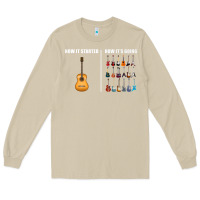 Mushroom Guitars How it Started How It's Going Guitar Players Funny Long Sleeve Tee - minhPixels