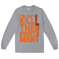 Heather Grey oogeyman halloween horror distressed quote orange Long Sleeve Tee - minhPixels