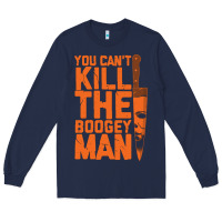 Navy oogeyman halloween horror distressed quote orange Long Sleeve Tee - minhPixels