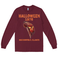 Burgundy Halloween 1978 Holiday Spooky Myers Pumpkin Haddonfield Long Sleeve Tee - minhPixels