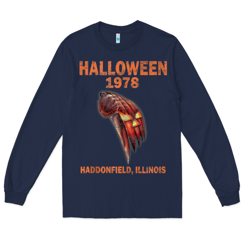 Halloween 1978 Holiday Spooky Myers Pumpkin Haddonfield Long Sleeve Tee by minhPixels | Teevron