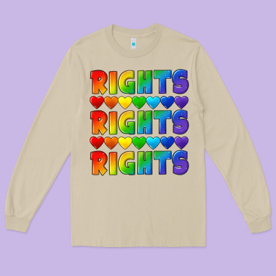 Rights Rights Rights Pride Long Sleeve Tee Designed By Cowgirlartshop