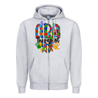 Heather Grey aba therapist Zipper Hoodie - CowhideDigitalArt