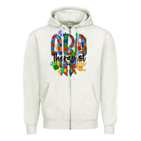 Oatmeal Heather aba therapist Zipper Hoodie - CowhideDigitalArt