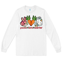 White Peace love Easter Day Long Sleeve Tee - HowdyJamesFarm