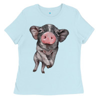 Baby Blue baby pig Ladies Tee - BarkalooDesign