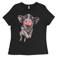 Black baby pig Ladies Tee - BarkalooDesign