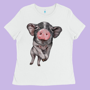 Baby Pig Ladies Tee Designed By Barkaloodesign