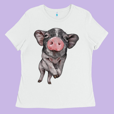 Baby Pig Ladies Tee Designed By Barkaloodesign