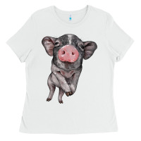 White baby pig Ladies Tee - BarkalooDesign