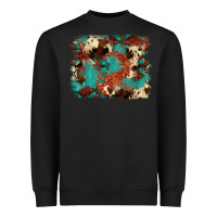Black aztec turquoise glitter cowhide  tooled leather ba Heavyweight Sweatshirt - FaDigitalArtStudio