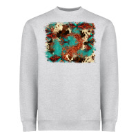 Heather Grey aztec turquoise glitter cowhide  tooled leather ba Heavyweight Sweatshirt - FaDigitalArtStudio