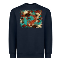 Navy aztec turquoise glitter cowhide  tooled leather ba Heavyweight Sweatshirt - FaDigitalArtStudio