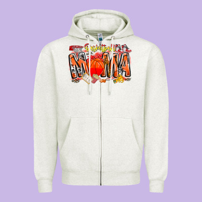 Basketball Mama Zipper Hoodie Designed By Cowhidedigitalart