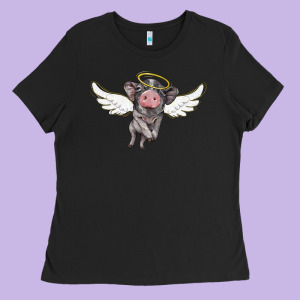 Angel Baby Pig Ladies Tee Designed By Barkaloodesign