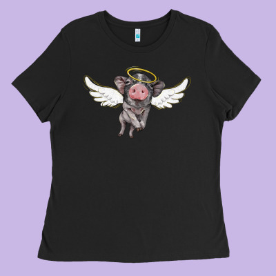 Angel Baby Pig Ladies Tee Designed By Barkaloodesign
