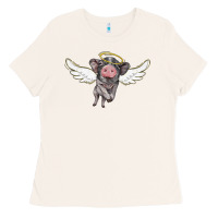 Bone angel baby pig Ladies Tee - BarkalooDesign