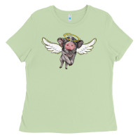 Matcha angel baby pig Ladies Tee - BarkalooDesign