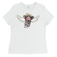 White angel baby pig Ladies Tee - BarkalooDesign