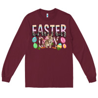 Burgundy Easter Day with rabbit Long Sleeve Tee - HowdyJamesFarm