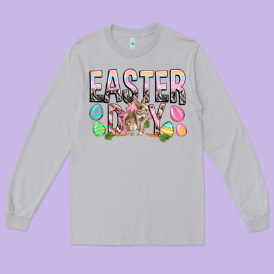 Easter Day With Rabbit Long Sleeve Tee Designed By Howdyjamesfarm