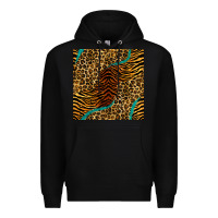 Black safari animals turquoise glitter seamless pattern Premium Hoodie - BundleAndBundleShop