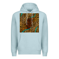 Blue Mist safari animals turquoise glitter seamless pattern Premium Hoodie - BundleAndBundleShop