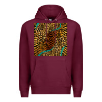 Burgundy safari animals turquoise glitter seamless pattern Premium Hoodie - BundleAndBundleShop