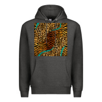 Charcoal Heather safari animals turquoise glitter seamless pattern Premium Hoodie - BundleAndBundleShop