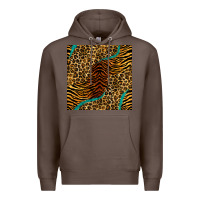 Coffee safari animals turquoise glitter seamless pattern Premium Hoodie - BundleAndBundleShop