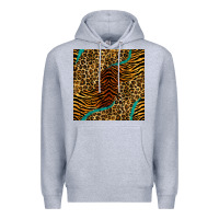 Heather Grey safari animals turquoise glitter seamless pattern Premium Hoodie - BundleAndBundleShop