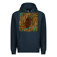 Navy safari animals turquoise glitter seamless pattern Premium Hoodie - BundleAndBundleShop