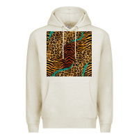 Oatmeal Heather safari animals turquoise glitter seamless pattern Premium Hoodie - BundleAndBundleShop