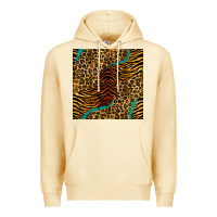 Pina Colada safari animals turquoise glitter seamless pattern Premium Hoodie - BundleAndBundleShop