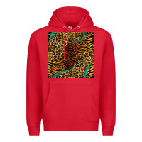 Red safari animals turquoise glitter seamless pattern Premium Hoodie - BundleAndBundleShop