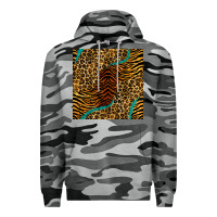 Slate Camo safari animals turquoise glitter seamless pattern Premium Hoodie - BundleAndBundleShop
