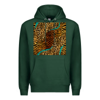 Sports Green safari animals turquoise glitter seamless pattern Premium Hoodie - BundleAndBundleShop