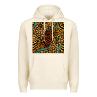 Tofu safari animals turquoise glitter seamless pattern Premium Hoodie - BundleAndBundleShop