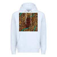White safari animals turquoise glitter seamless pattern Premium Hoodie - BundleAndBundleShop