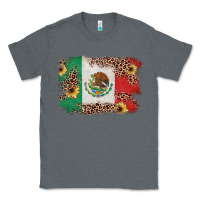 Charcoal Heather Mexican Flag with Leopard Classic Tee - texasbilliewilder