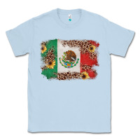 Dusty Blue Mexican Flag with Leopard Classic Tee - texasbilliewilder