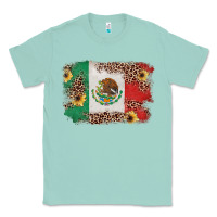 Seafoam Mexican Flag with Leopard Classic Tee - texasbilliewilder