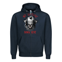 Navy It Movie Pennywise We All Float Down Here Zipper Hoodie - minhPixels