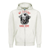 Oatmeal Heather It Movie Pennywise We All Float Down Here Zipper Hoodie - minhPixels