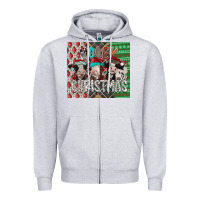 Heather Grey mooey Christmas Zipper Hoodie - CowhideDigitalArt