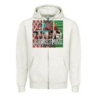 Oatmeal Heather mooey Christmas Zipper Hoodie - CowhideDigitalArt