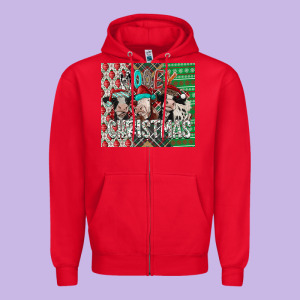 Mooey Christmas Zipper Hoodie Designed By Cowhidedigitalart